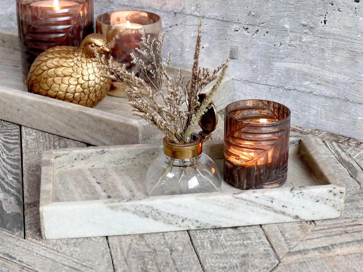 Morlaix Bakke af marmor, L30/B14 cm, latte