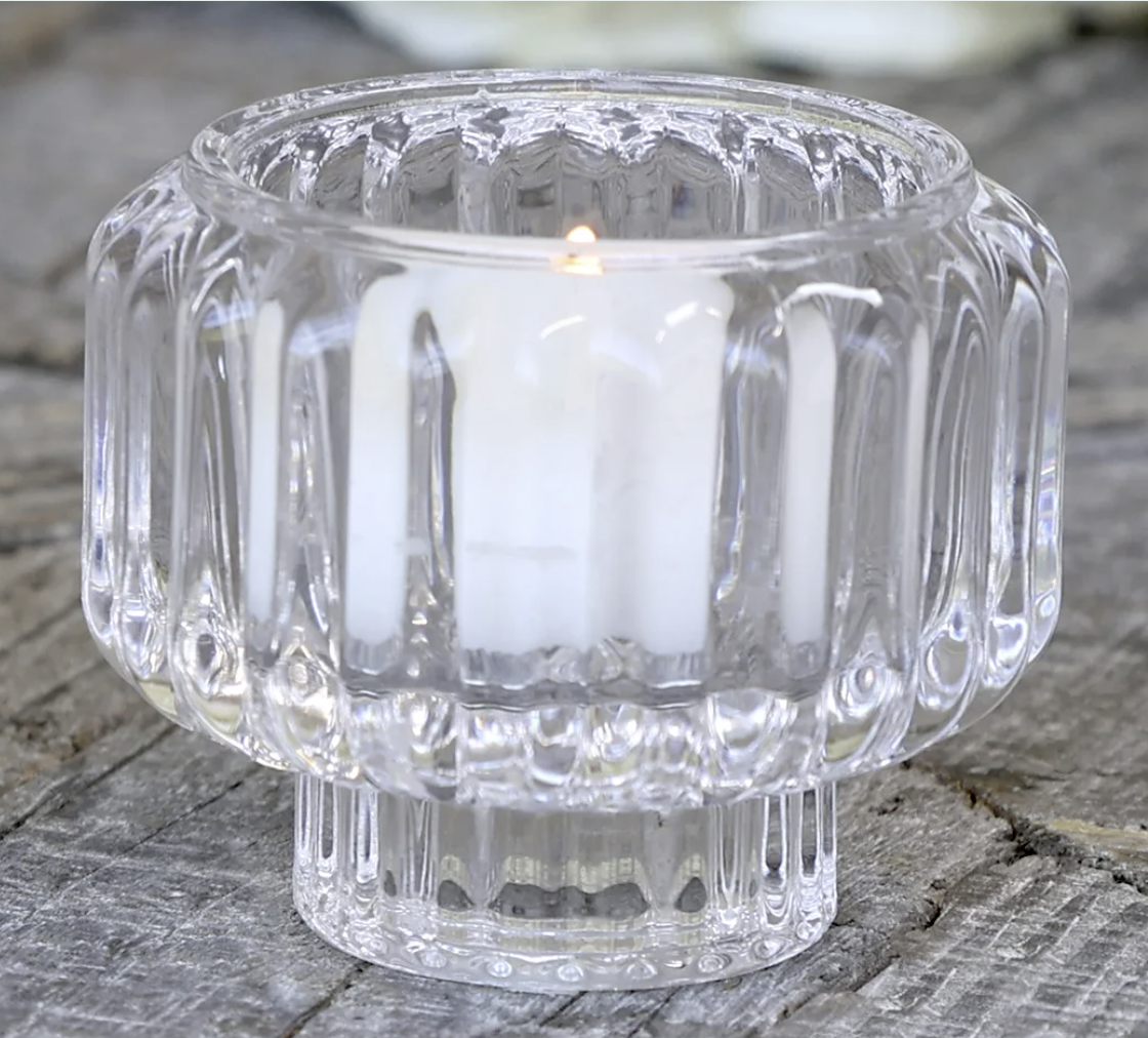 Chic Antique – Lysestage m. riller, H6/Ø7 cm – klar
