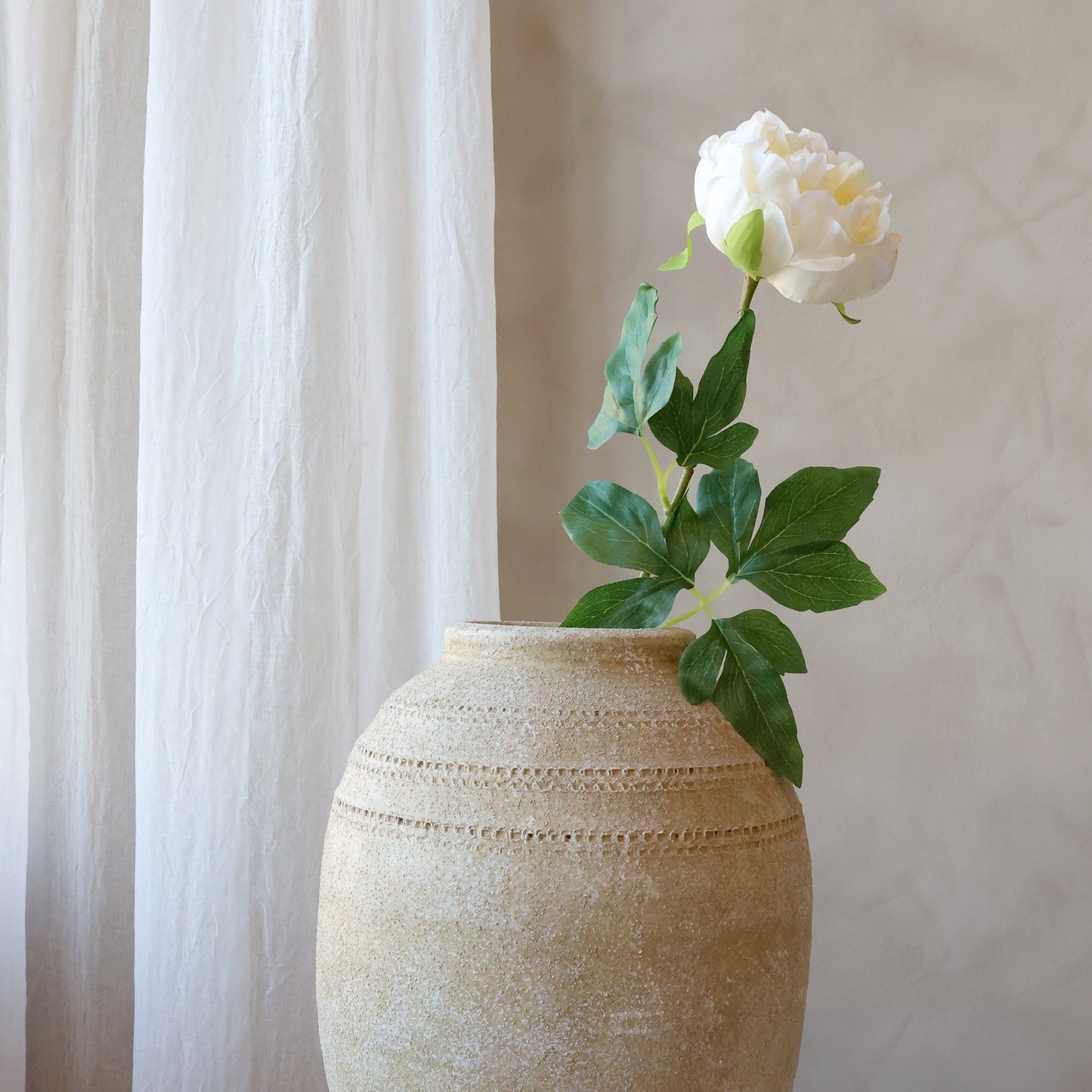 Fleur Pæon Silk Touch – Hvid kunstig pæon