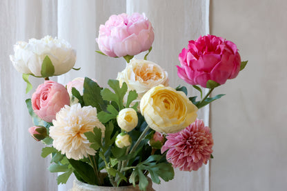Fleur Pæon Silk Touch – Hvid kunstig pæon