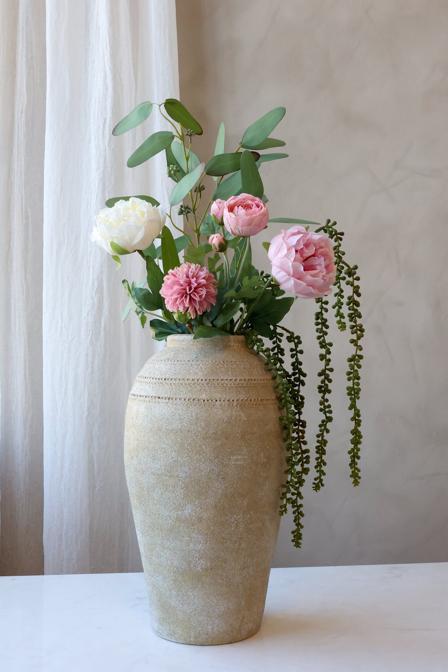 Fleur Pæon Silk Touch – Hvid kunstig pæon