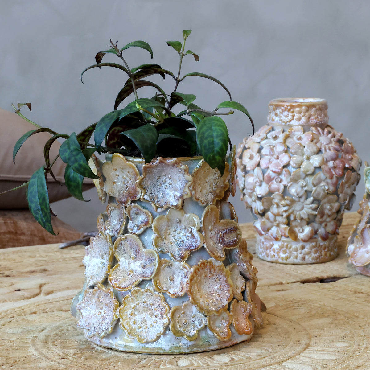 Vase m. dekor, H18 cm, desert rose