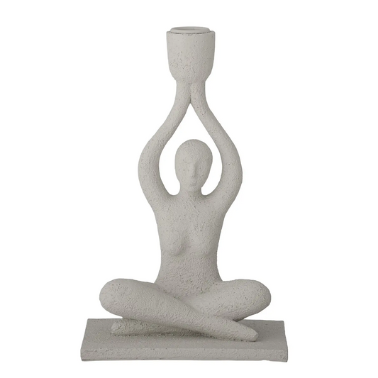 Bloomingville Lucie Lysestage Yoga Hvid Polyresin