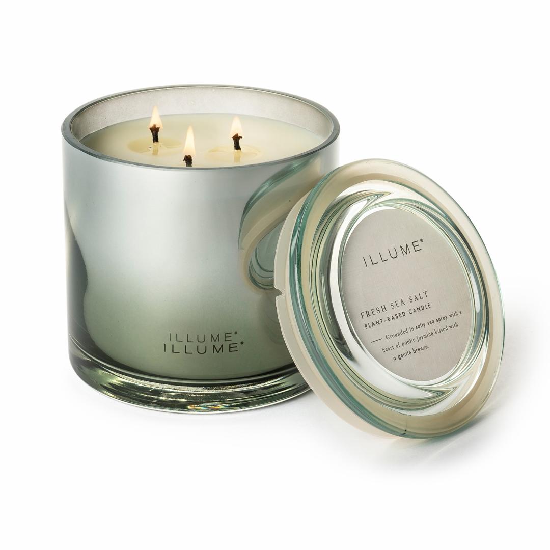 ILLUME Fresh Sea Salt Duftlys i Glas Blå 590 g