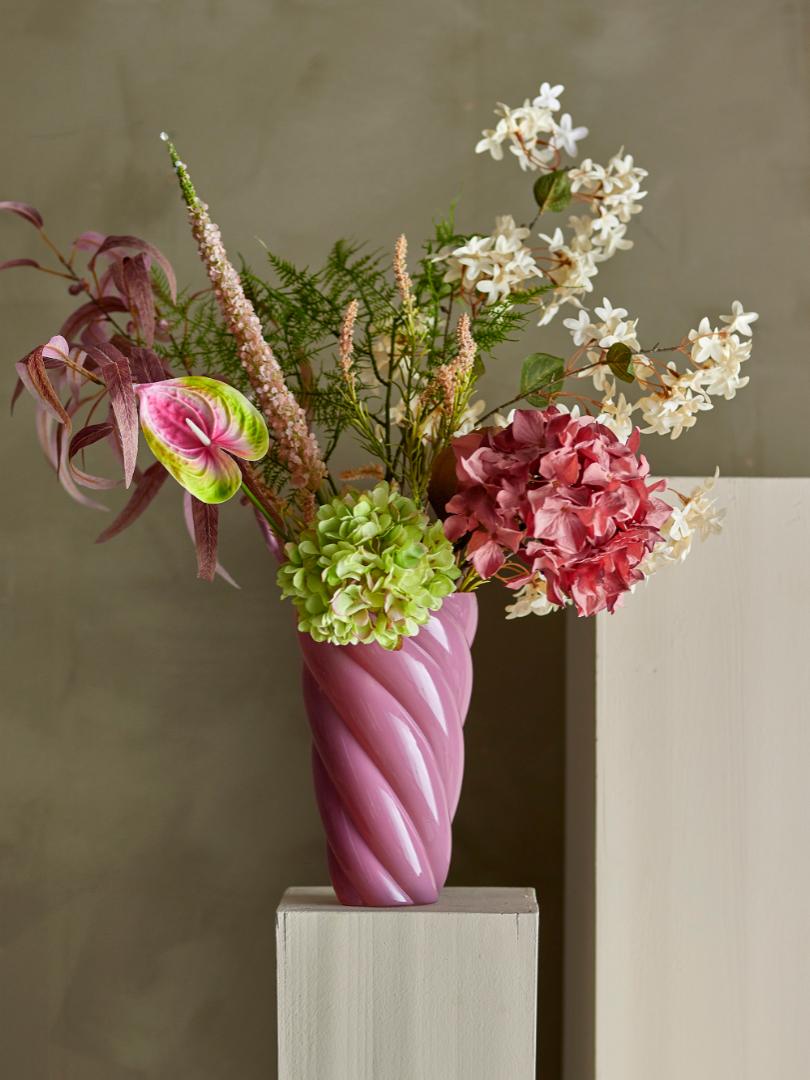 Bloomingville Kunstig Hortensia Stilk Rosa/Grøn 36 cm