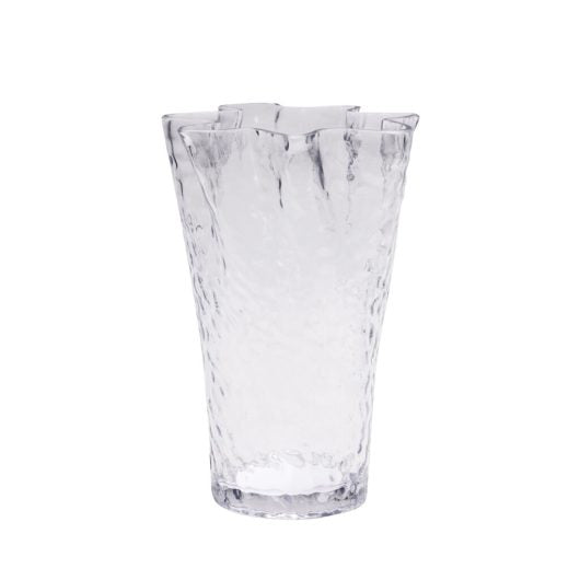 Ruffle Vase i klart tekstureret glas – 30 cm